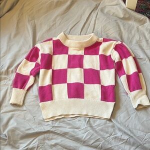 GAP Fuchsia and Cream Checkered Sweater